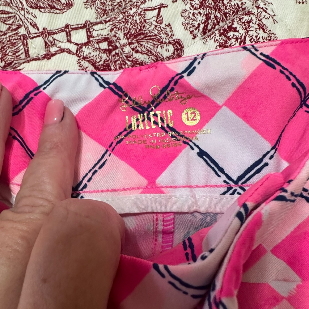 Lilly Pulitzer Pink and White Argyle Shorts - Picture 2 of 3